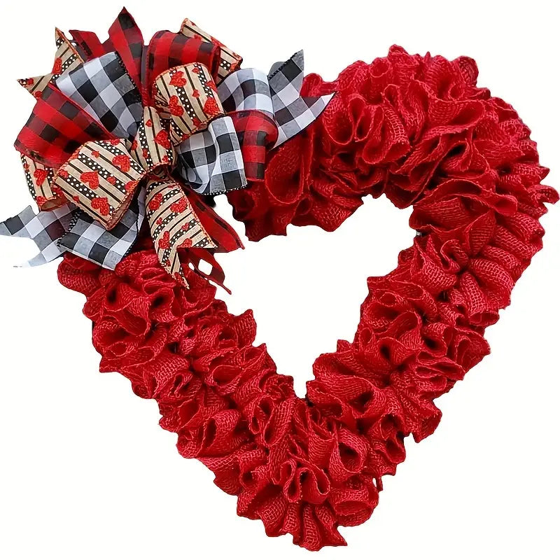 Valentine's Day Wrinkled Hemp Rope Heart-shaped Wreath