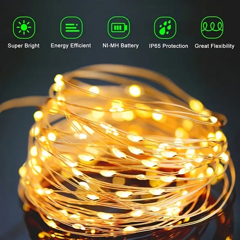 Solar-Powered Waterproof Fairy Lights - Outdoor Garden Decor with 8 Lighting Patterns