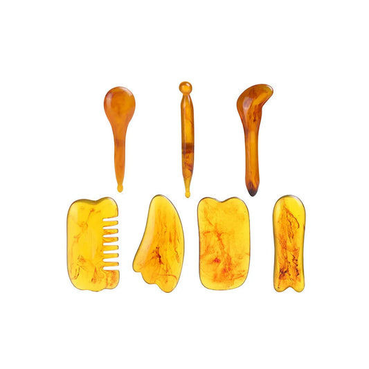 7-Piece Gua Sha Massage Tool Set Amber Scraping Boards