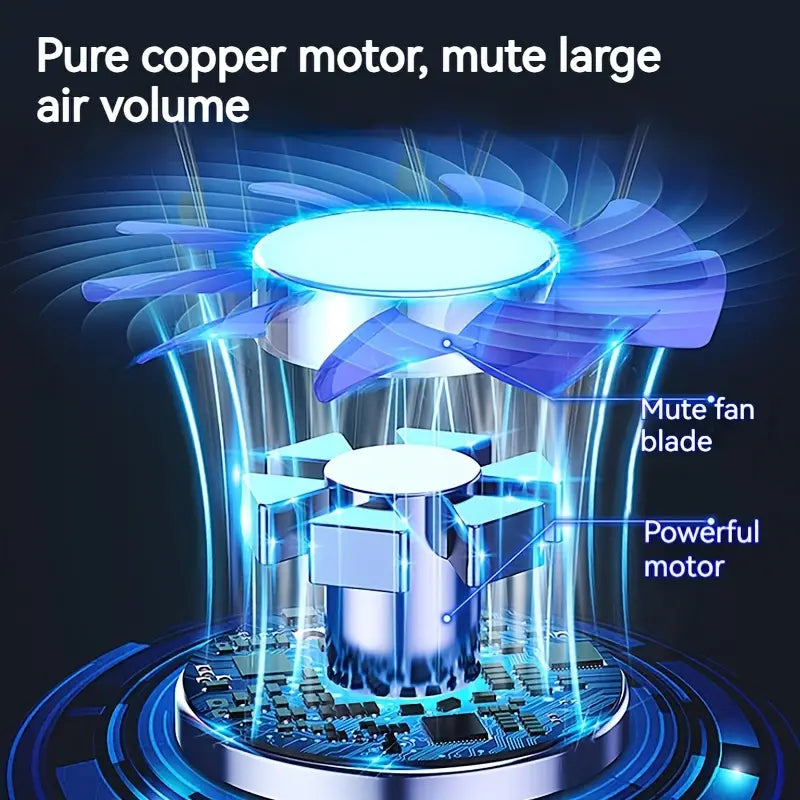 Large Battery Dual Motor Portable Fan - Blue