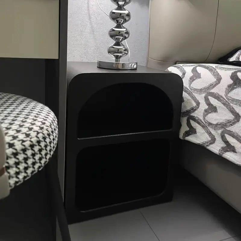 Chic Cave-Inspired Bedside Table - Black