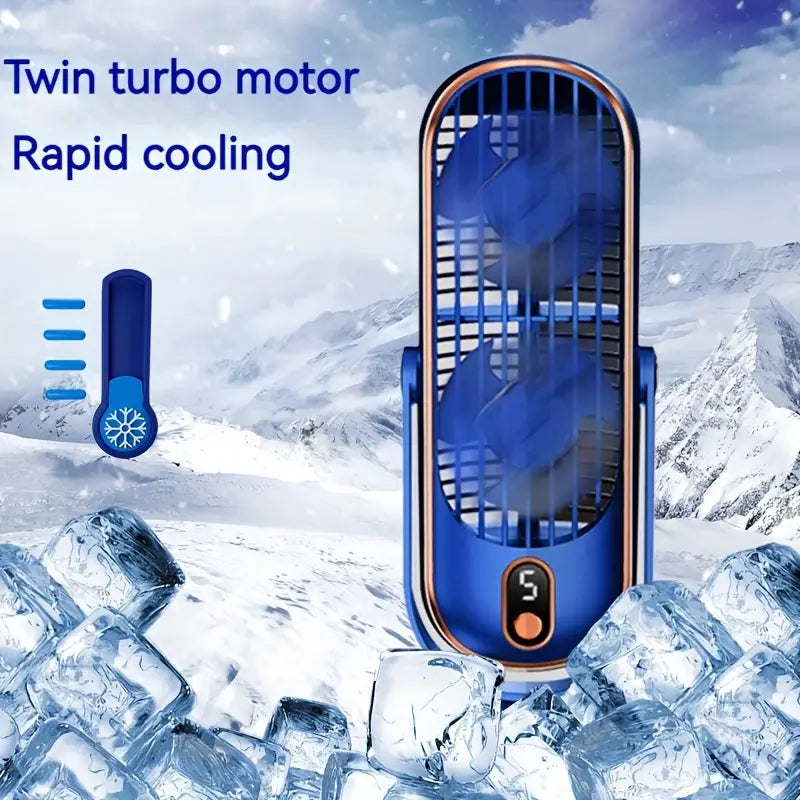 Large Battery Dual Motor Portable Fan - Blue
