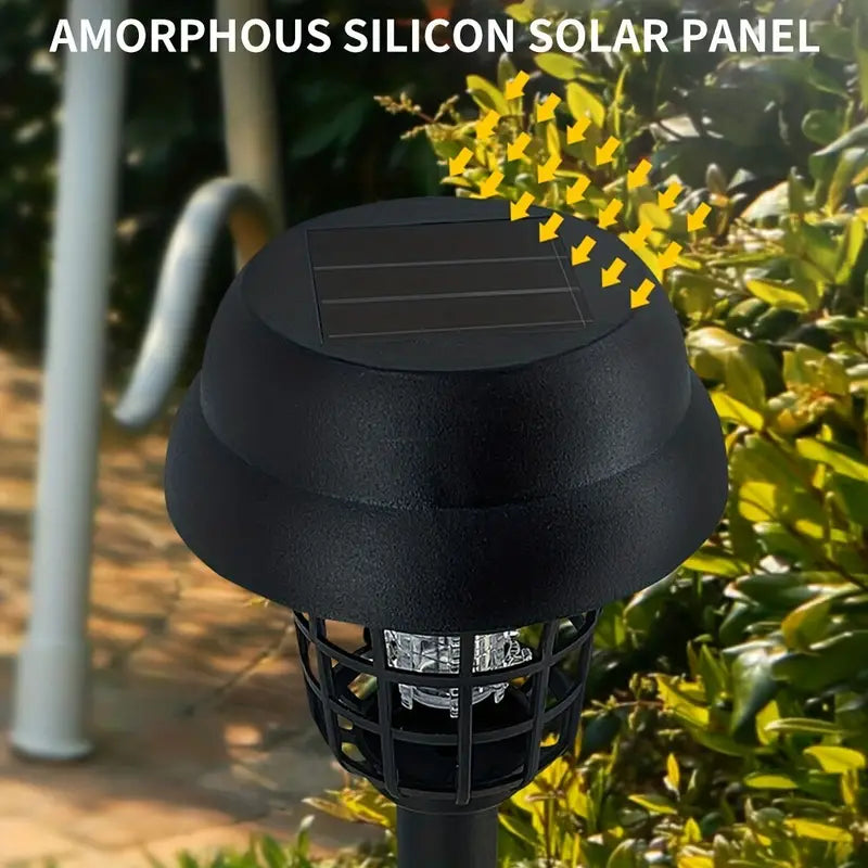 2pcs Solar Mosquito Killer Lamp Set - Outdoor Waterproof Fly Trap & Insect Repellent