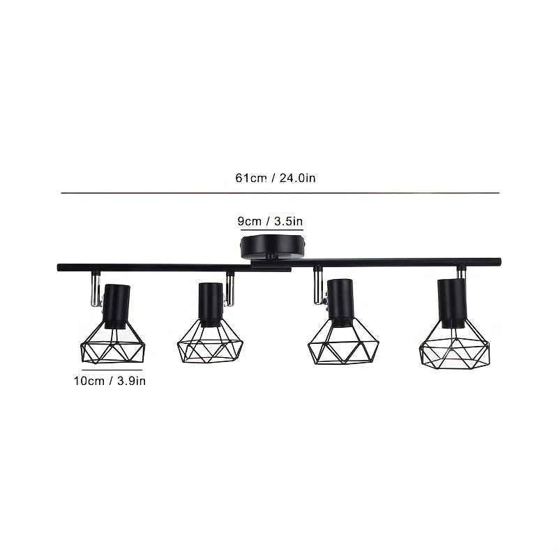 Industrial 4-Light Semi-Flush Ceiling Light