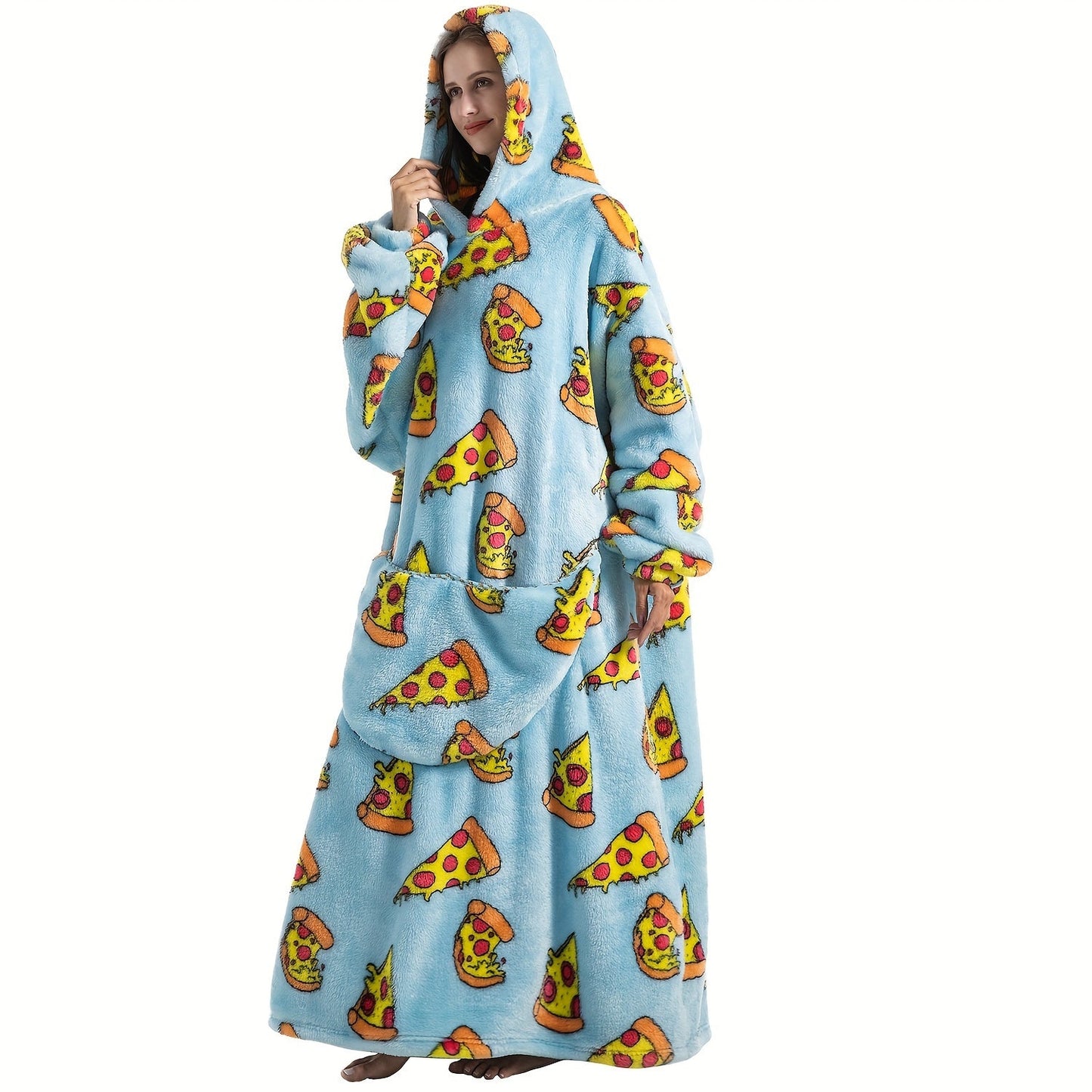 Oversized Fleece Blanket Hoodie with Sleeves