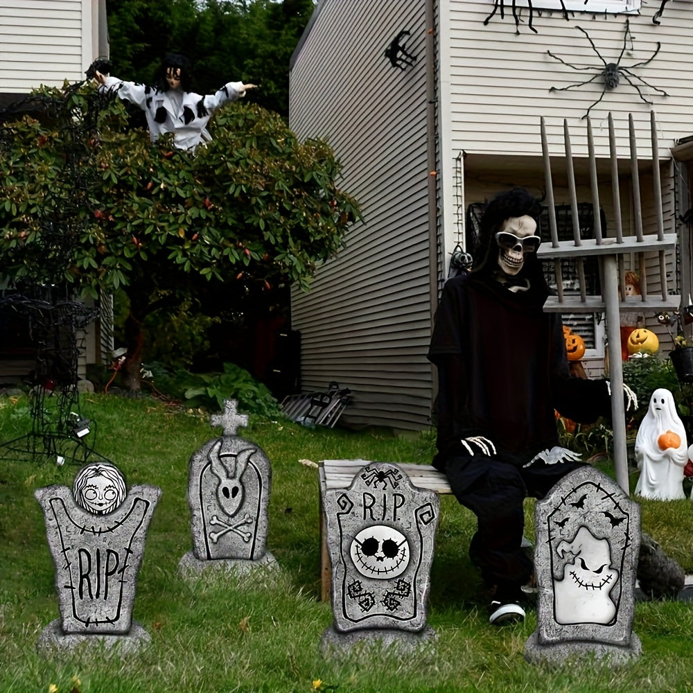 2D Halloween Tombstone Yard Decorations (Set of 4)