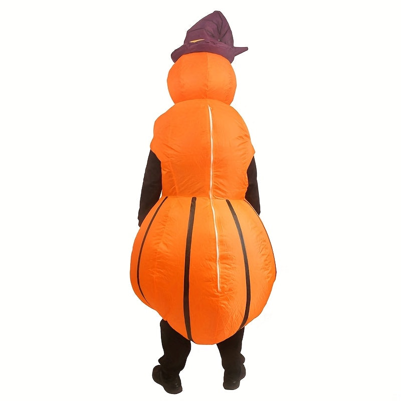 Inflatable Pumpkin Costume with Hat & Expressive Face