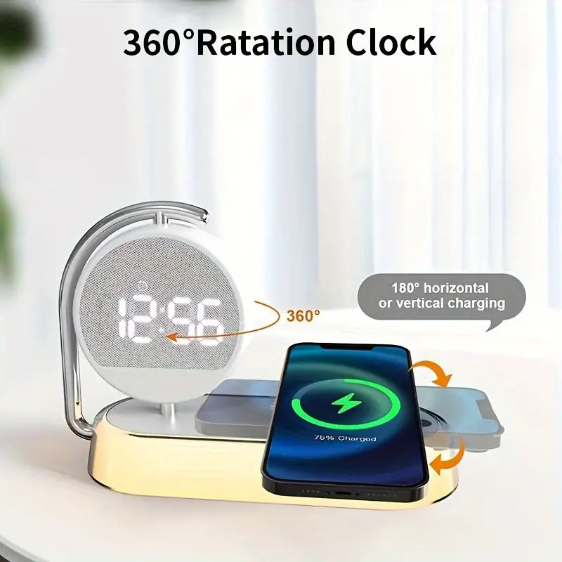 Fantasy Tropical Night Light & Wireless Charger Stand with Digital Alarm Clock