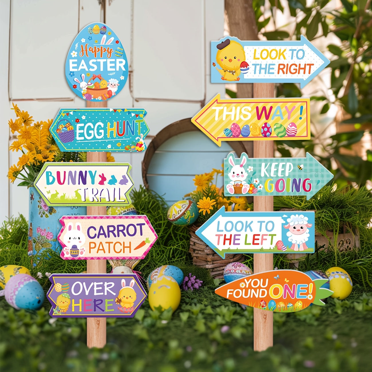 Easter Egg Hunt Bunny Chick Yard Signs Set