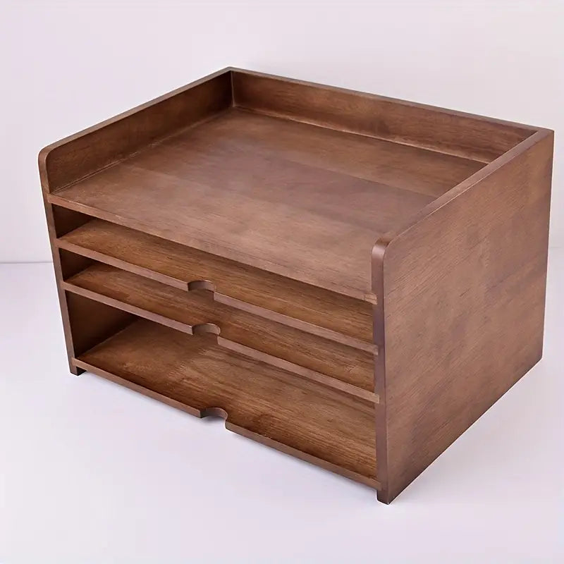 Vintage Solid Wood A4 Multi-layered File Organizer Box Rack