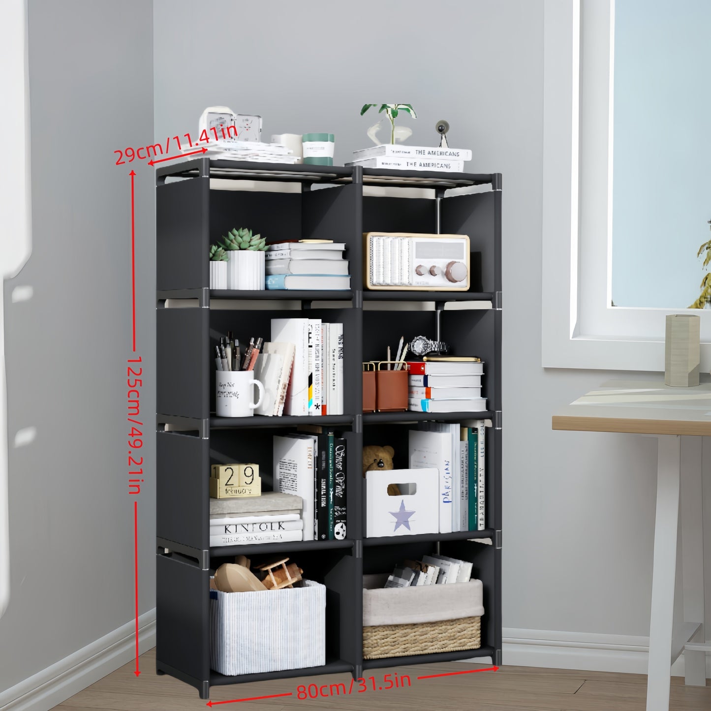 Bookshelf Durable Metal & Plastic (8-Tier)