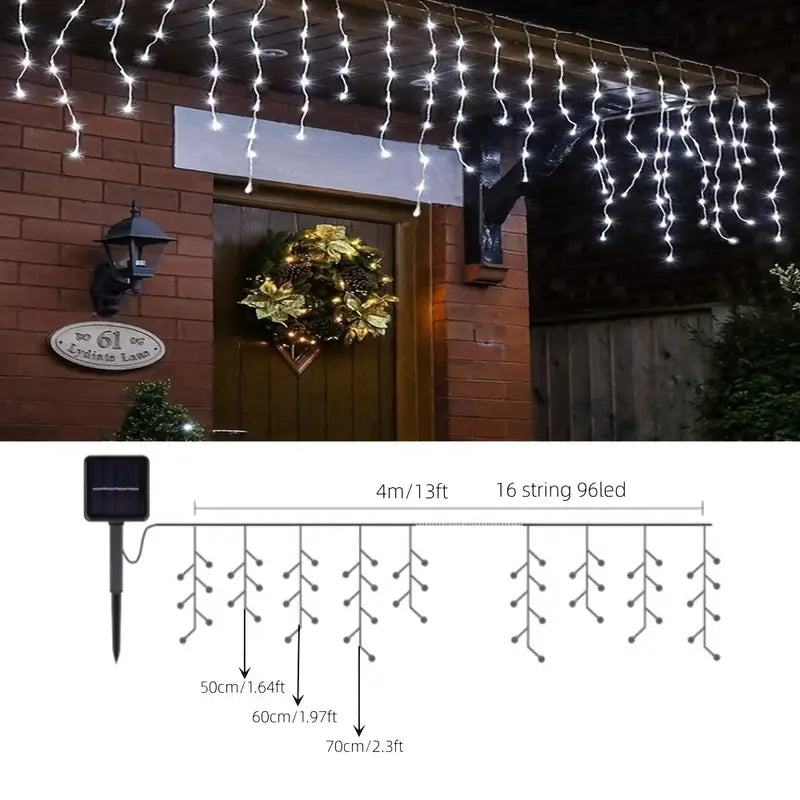 Sparkling Solar Snowfall: LED Icicle Lights for a Merry Christmas