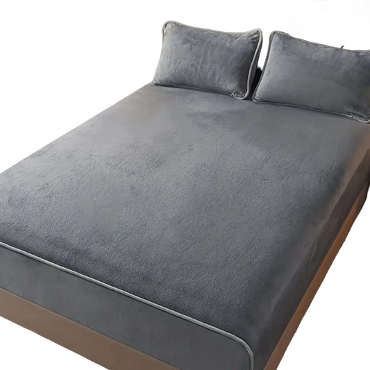Luxurious Milk Fleece Queen Fitted Sheet - Cozy Grey