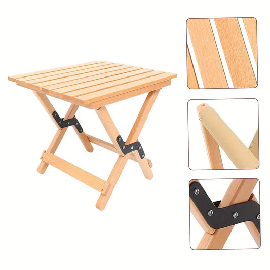 Portable Folding Wooden Camping Stool