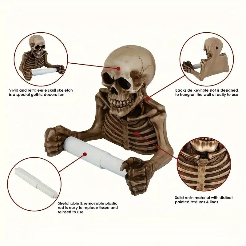 Skull Toilet Paper Holder - Retro Gothic Wall Mount