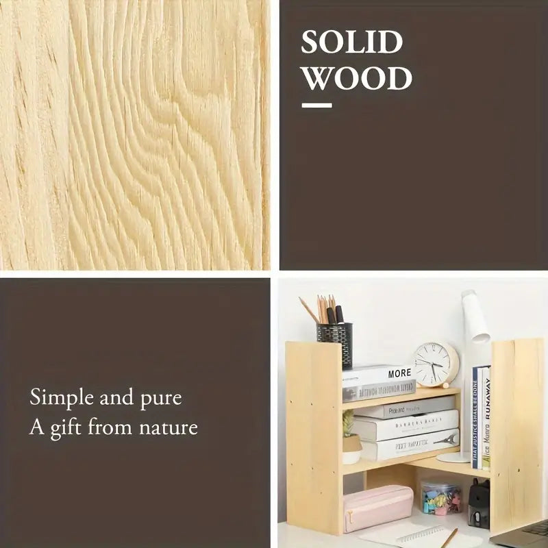 Rustic Wooden Multi-layer Desktop Storage Rack