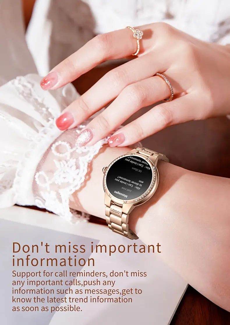 Golden Wireless Call Smart Watch for Women - Multi-Sports Modes & Voice Assistant