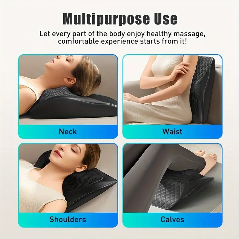 Cordless 3D Kneading Massage Pillow With Heat - Rechargeable Back Massager