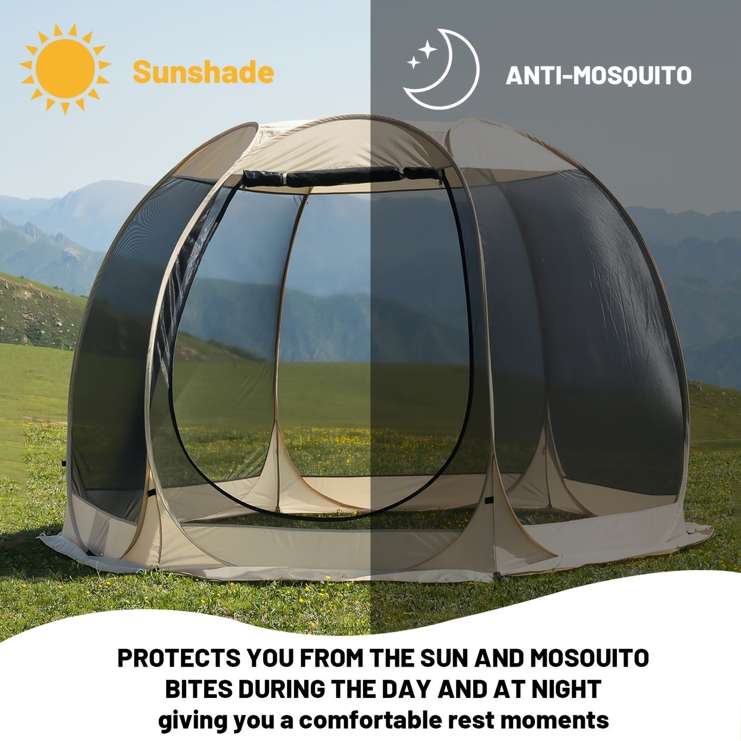 6-8 Person All-Season Portable Sheer Camping Tent