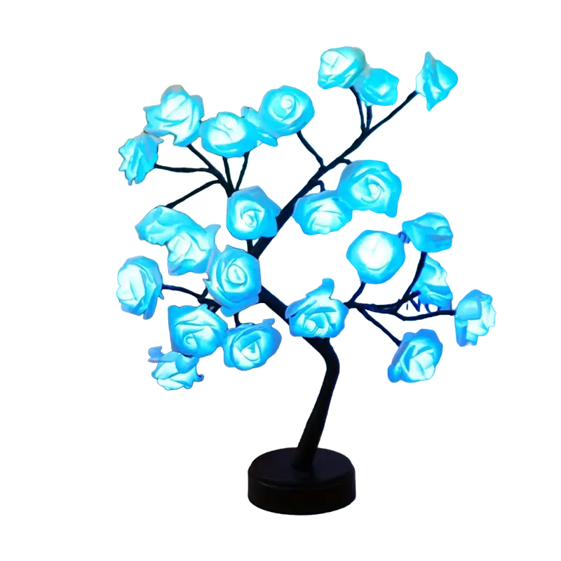 Festive Glow: Christmas Rose Tree Night Light with Dual Power Options