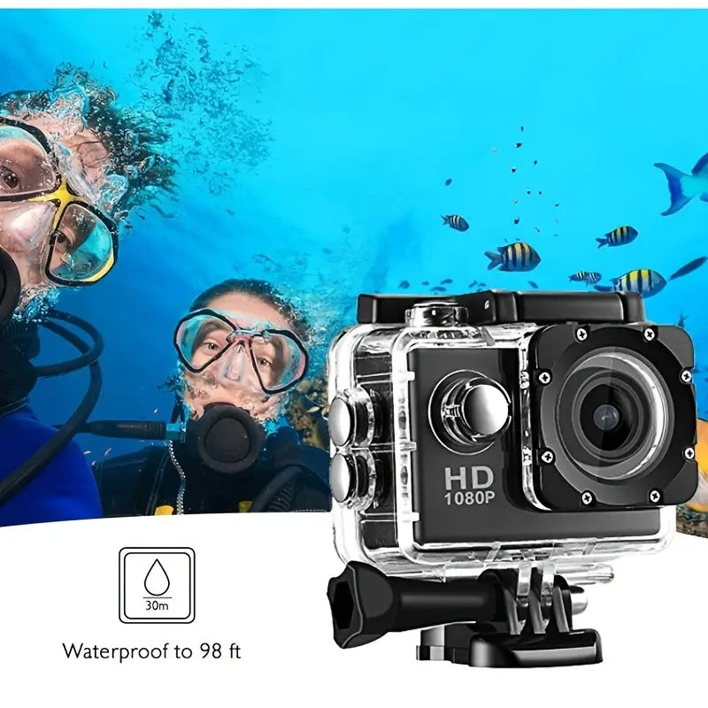 HD 1080P Sport Action Camera with 2-inch LCD Screen and Waterproof Housing