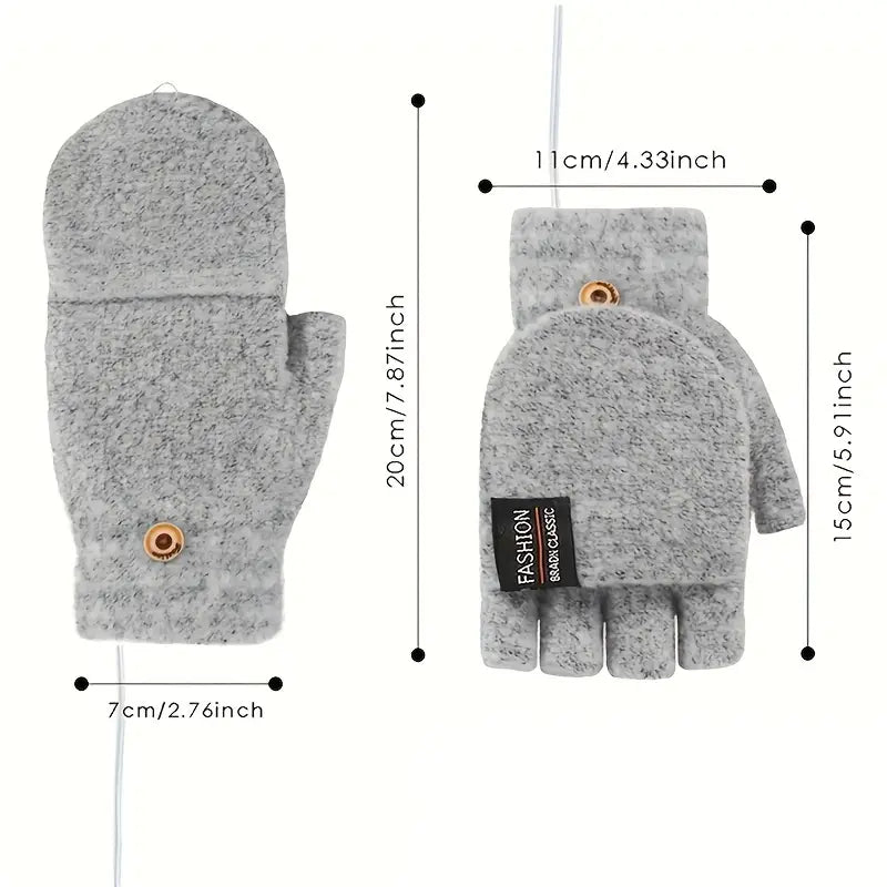 Winter Heated Gloves - Adjustable Temperature Cycling & Skiing Gloves (Gray)