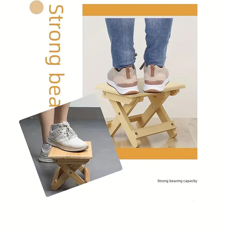 Portable Outdoor Solid Wood Folding Stool