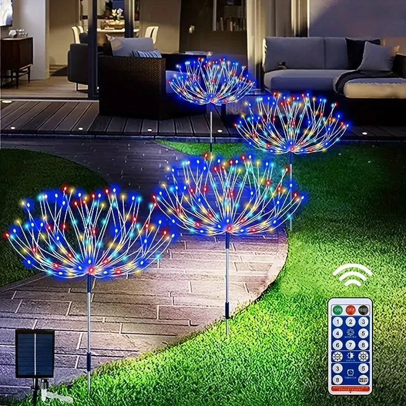 Set of 4 Solar Fireworks Lights for a Dazzling Christmas Display