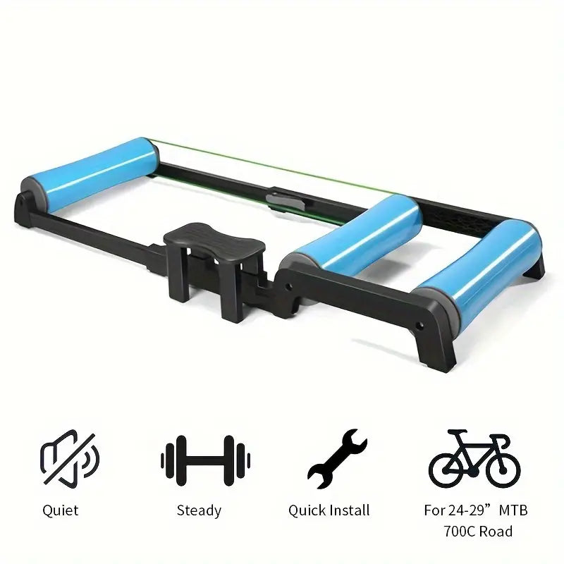 Quiet Indoor Cycling Trainer Rollers - Adjustable Resistance(Blue)