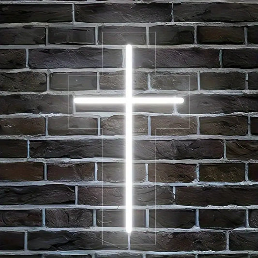 Divine Glow - Jesus Cross Neon Sign (23.88 X 13.46cm) - Home Decor LED Neon Sign