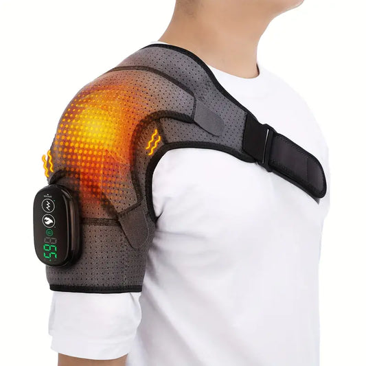 USB-Charged Heated Shoulder Massager - Grey Black