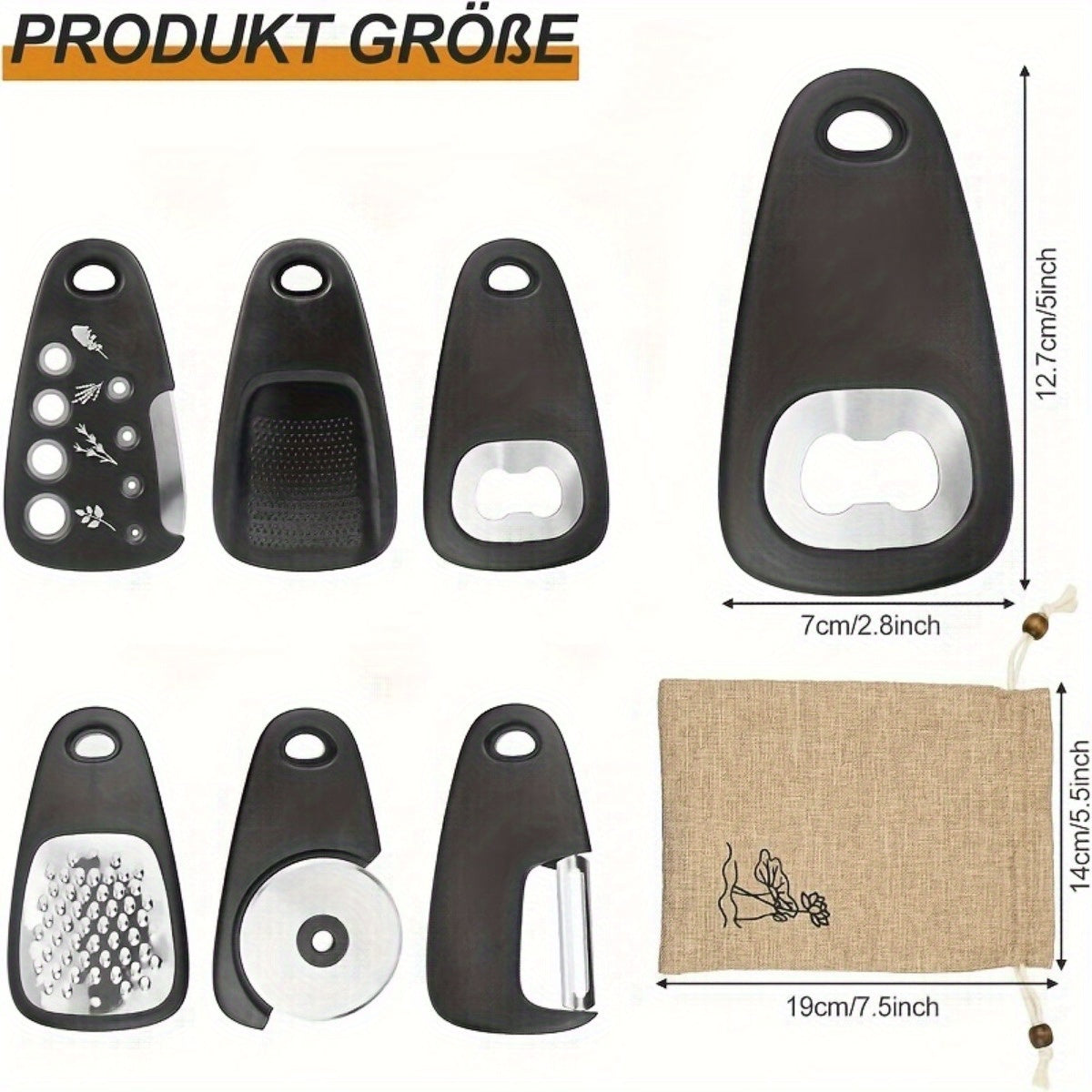 Kitchen Gadget Set Stainless Steel for RV & Camping (6pcs)