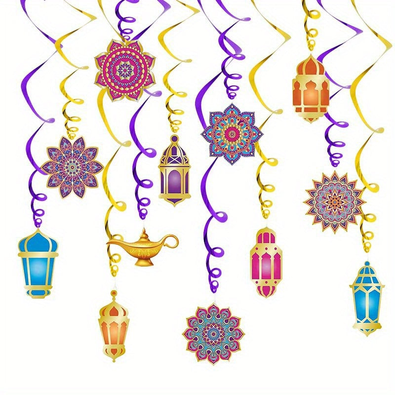 12pcs Ramadan Eid Mubarak Party Decorations Set