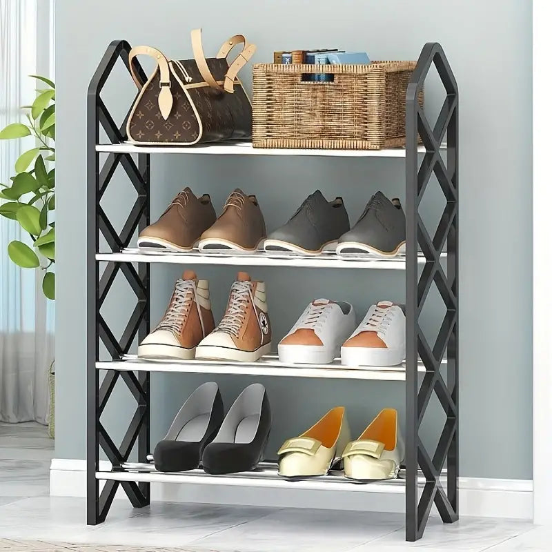 Elegance meets organization with this innovative dustproof shoe rack