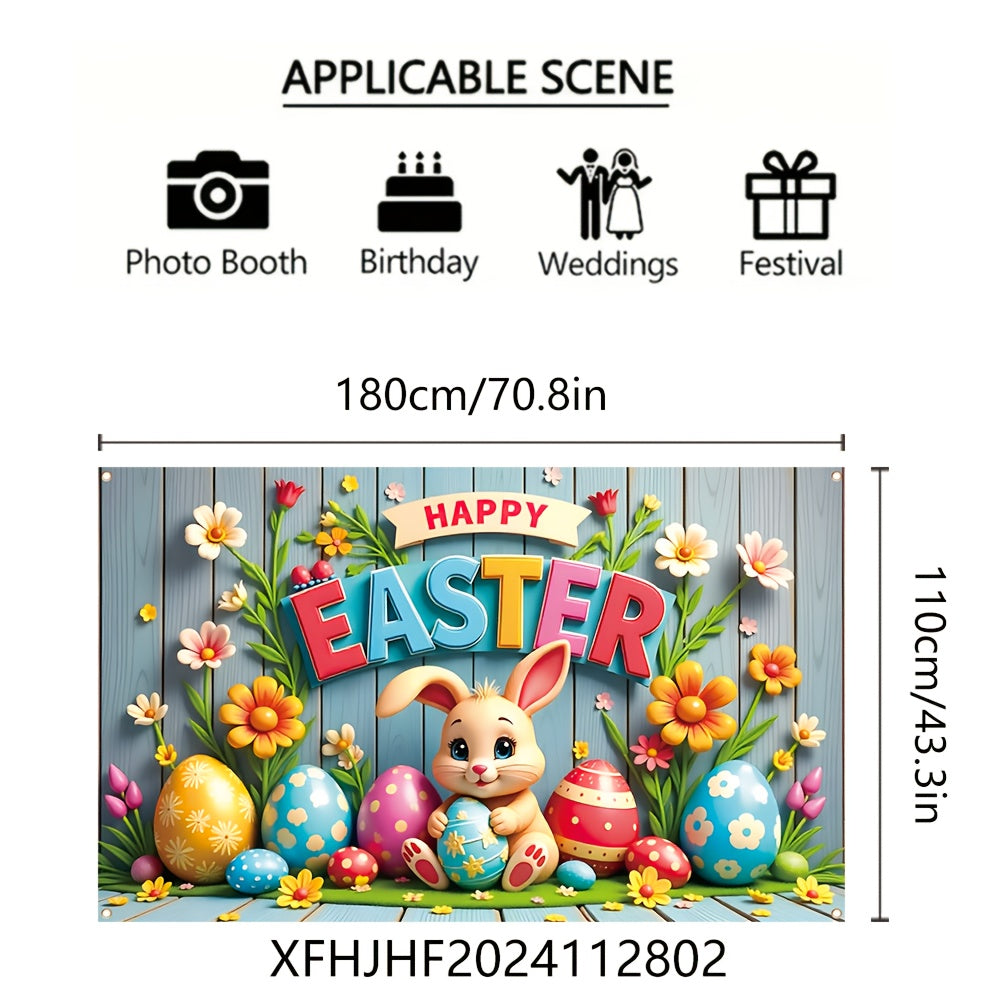 Easter Bunny Eggs Banner Polyester Decoration
