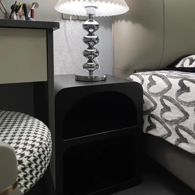 Chic Cave-Inspired Bedside Table - Black