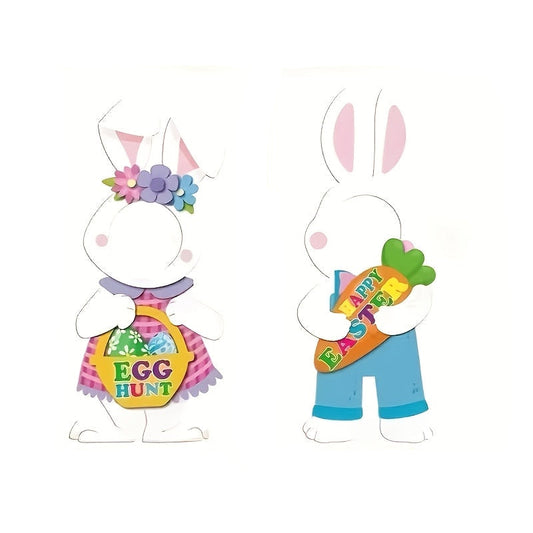 2pcs Large Easter Bunny Yard Signs Art Decor