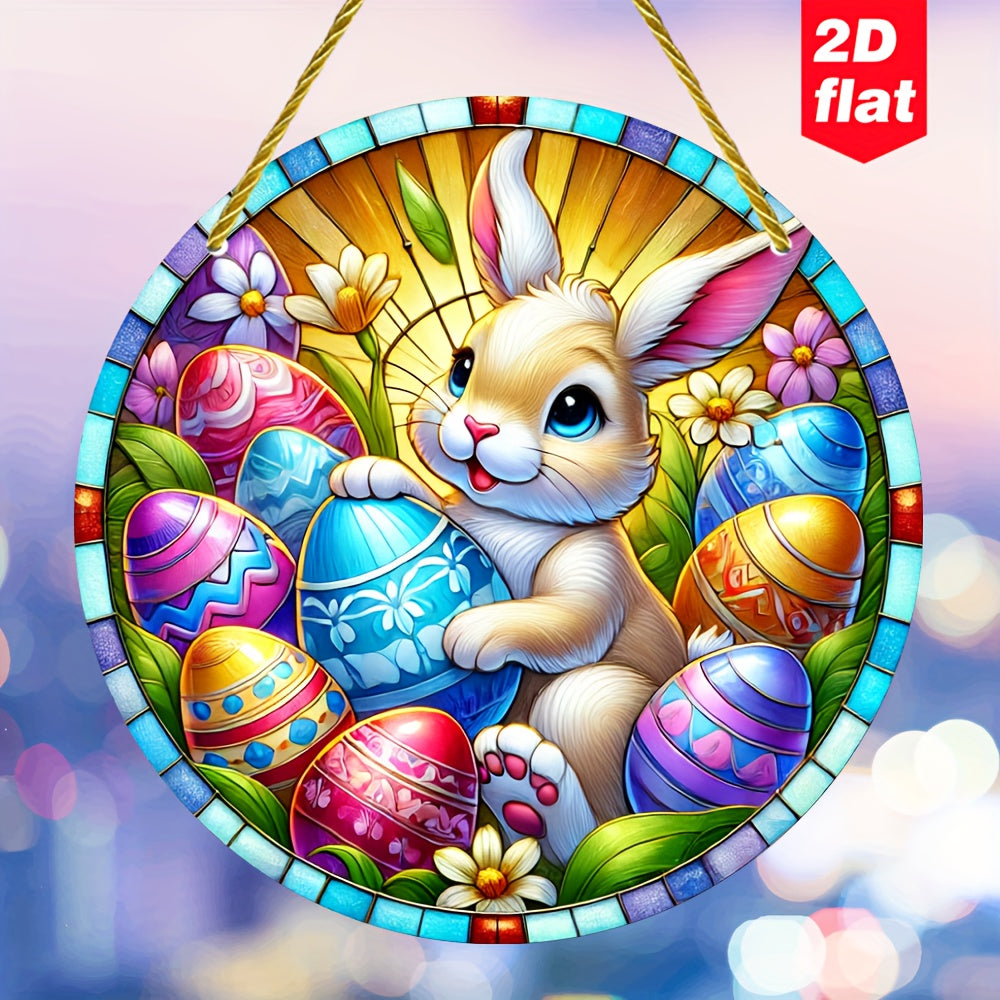Easter Bunny Suncatcher Round Acrylic Hanging Sign