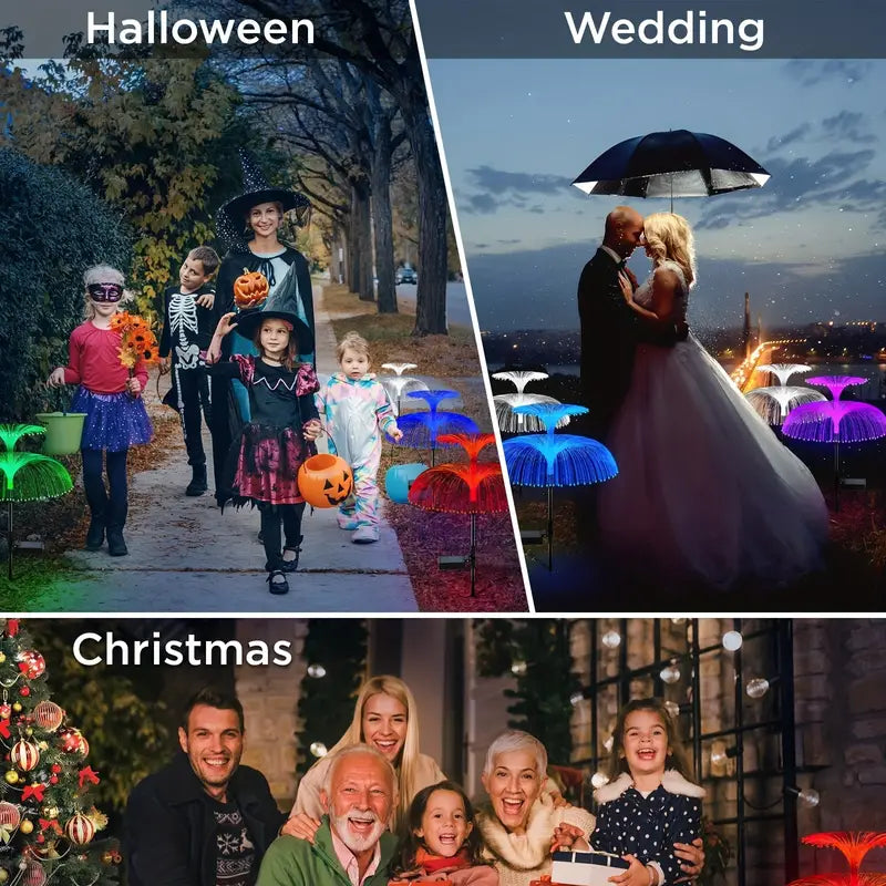 Sparkling Petals: 3-Piece Solar Flower Lights for a Waterproof Christmas Glow