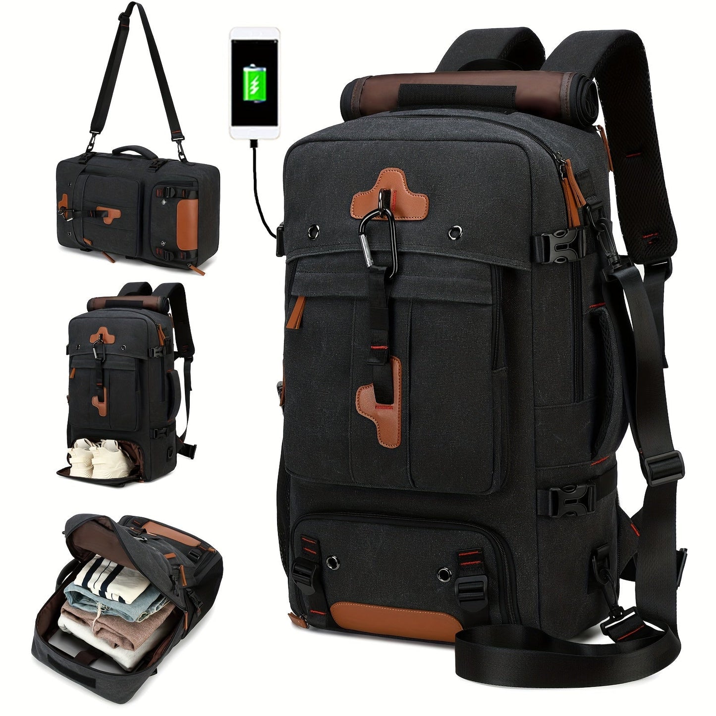 Hiking Backpack with USB & Shoe Compartment