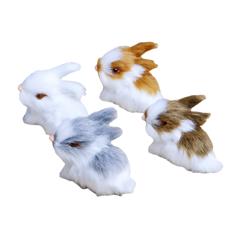 4pcs Mini Easter Simulated Rabbit Decorations Set