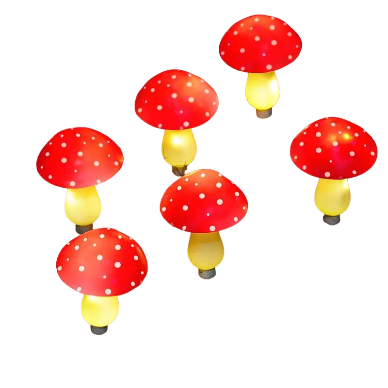 Solar Red Mushroom Garden Lights - 8 Modes Waterproof Decorative Outdoor Lighting (Set of 8)