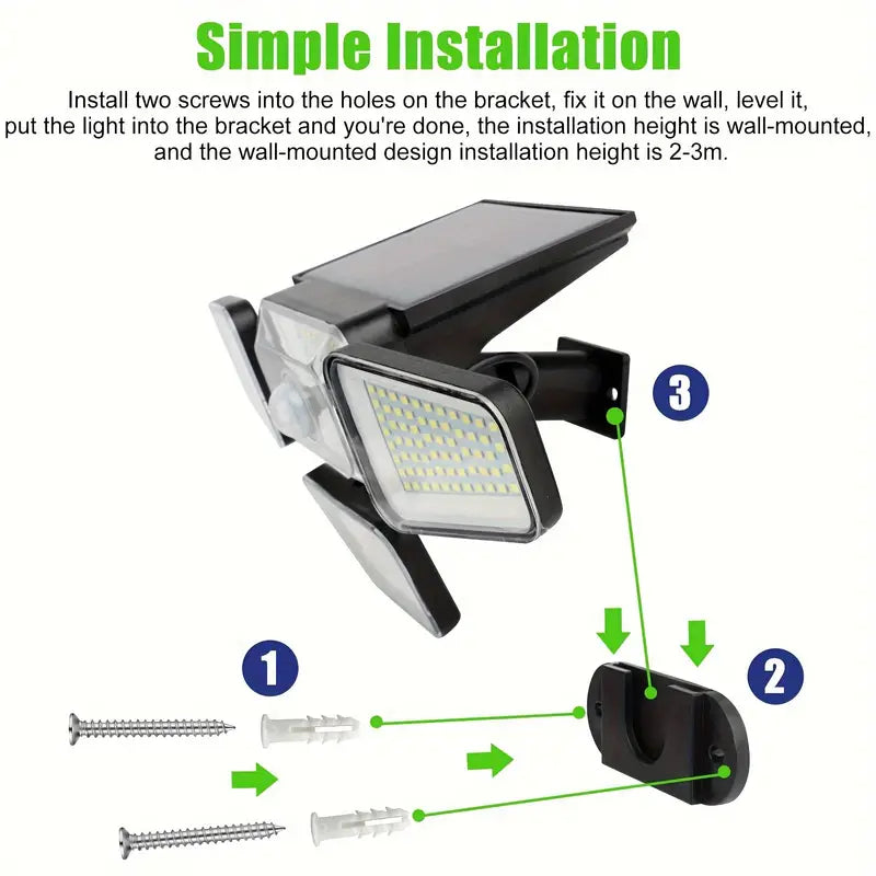 1pc Solar Garden Light Outdoor - 270 LEDs Solar Wall Light with Motion Sensor