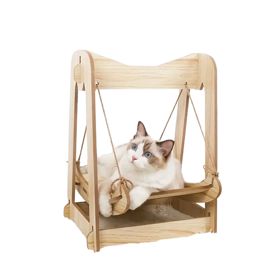Wooden Rocking Bed Cat Furniture - Double Layer Cat Hammock