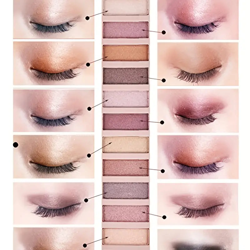 Glamour 12 Colors Nude Eyeshadow Palette, Professional, Matte and Shimmer Options