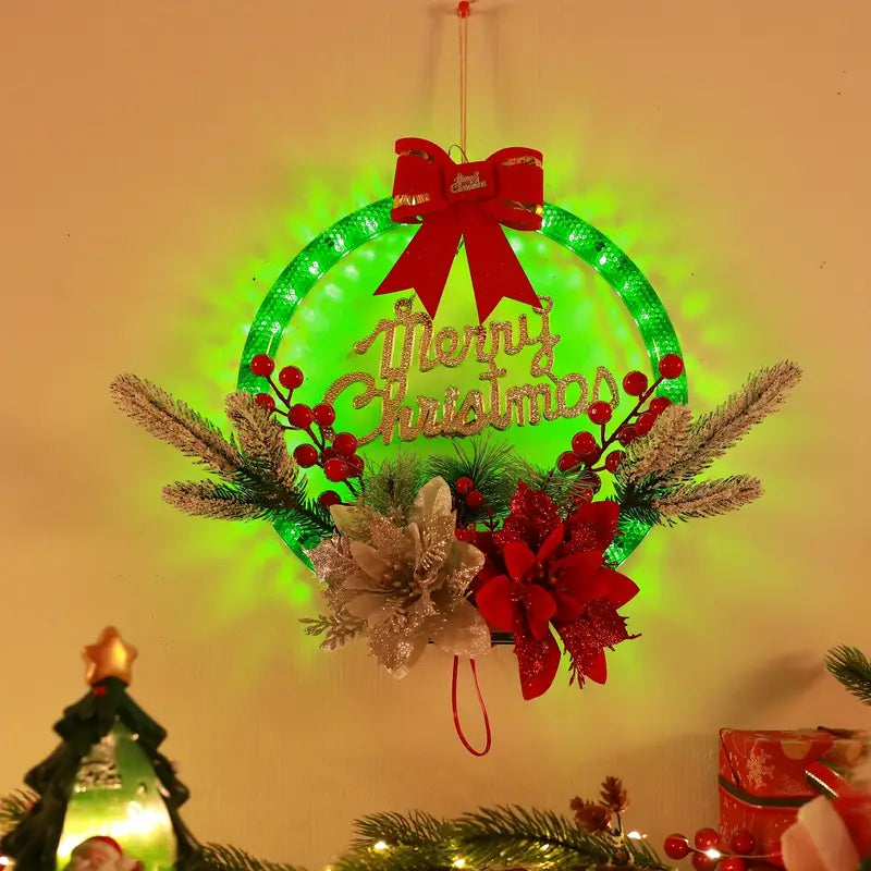 Radiant Festivity: LED-Lit Artificial Christmas Wreath