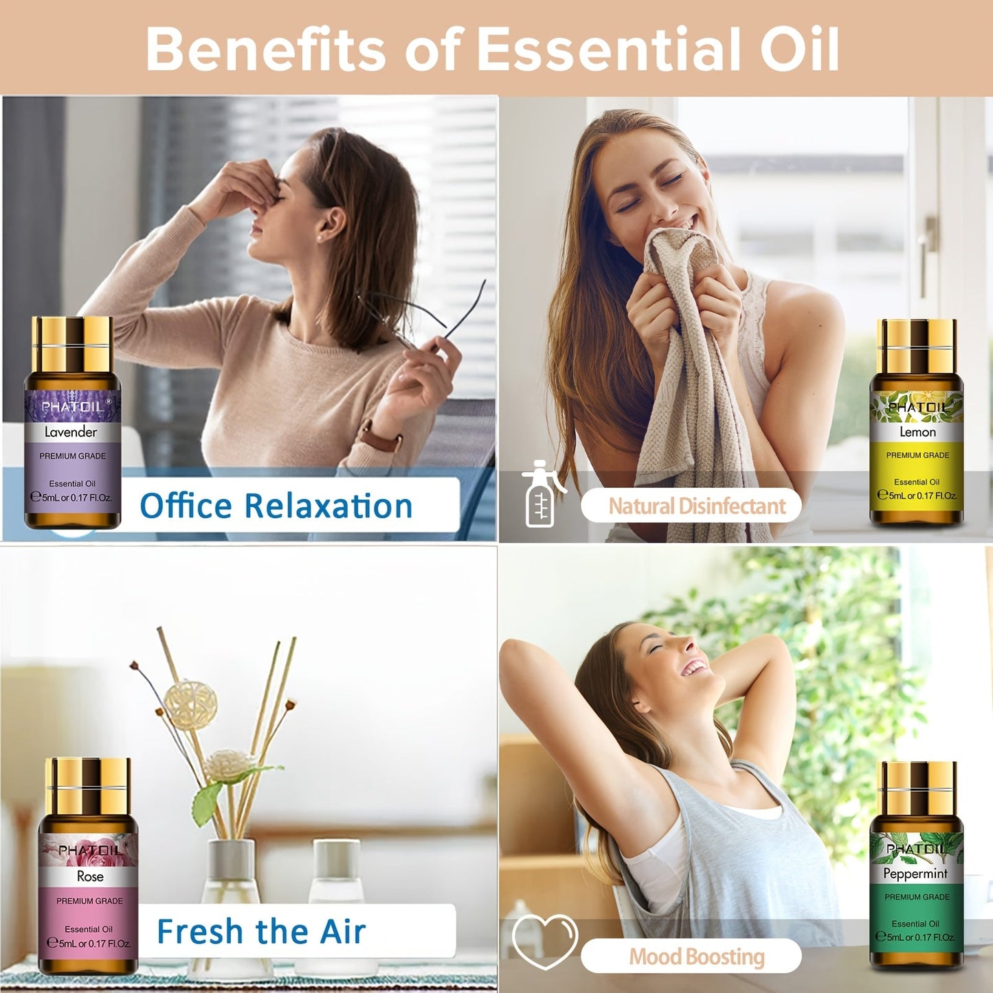 Premium Essential Oils Set for Diffuser (15pcs x 5ml)