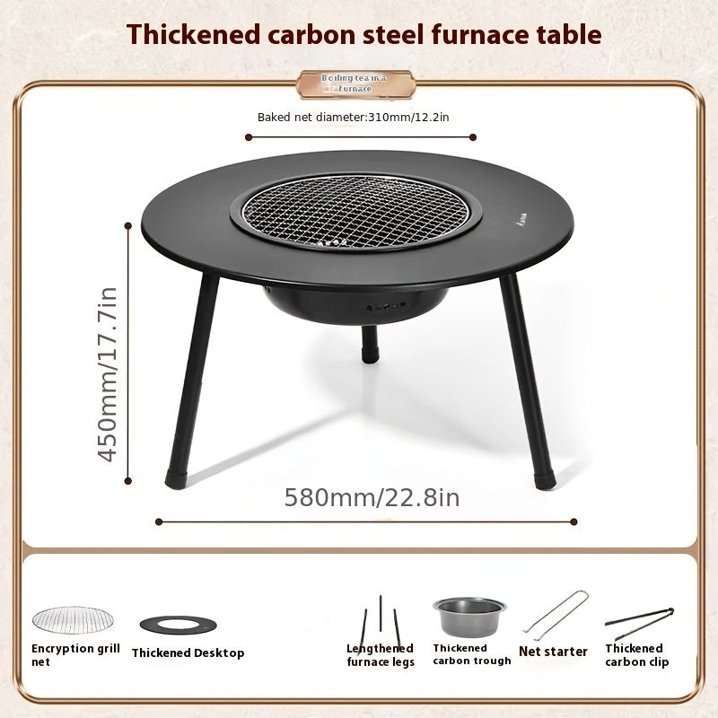 Outdoor Charcoal Grill & Tea Table Set