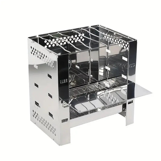 Portable Stainless Steel Wood Stove: Multi-functional Square Cookware(1pc)