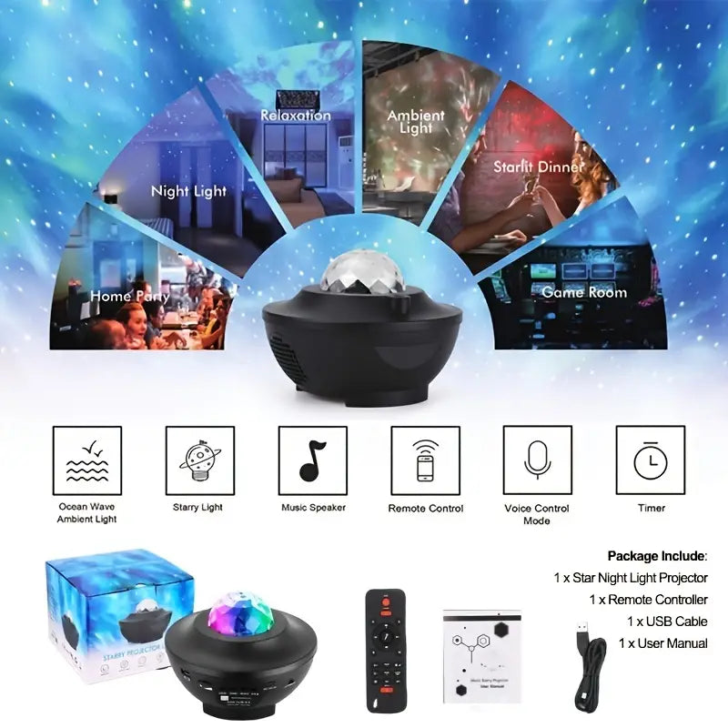 Star Projector Galaxy Projector with Remote Control - 3-in-1 Night Light